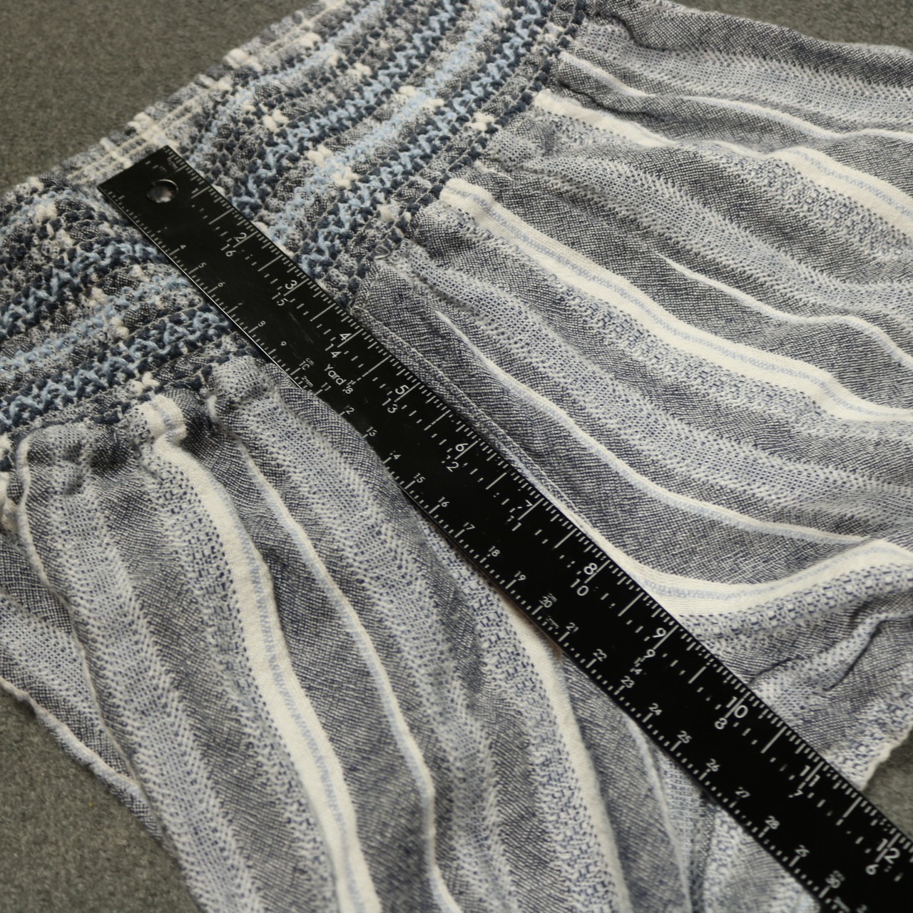 Rewash Striped Festival Boho Linen Blend Smocked Waist Wide Leg Pants Gray M