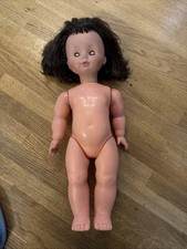 Vintage 1960s Furga Doll - 16.5", blue eyes, dark brown rooted hair