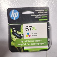HP 67XL Tri-Color Ink Cartridge 3YM58AN New Sealed Genuine High Yield EXP, 1/27