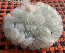 100 White Flat Glass Marbles