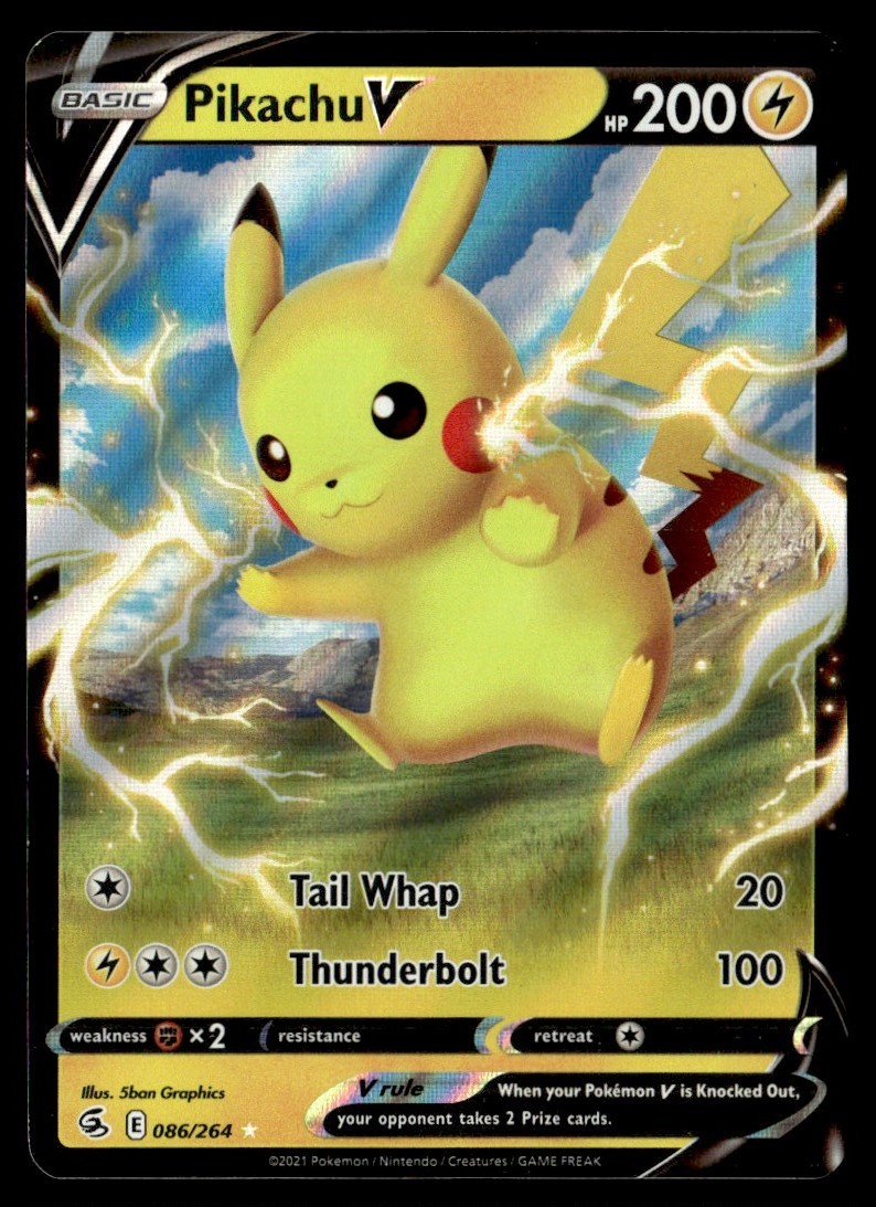 2021 Sword & Shield - Fusion Strike Pikachu V Basic/Rare Holo V #86