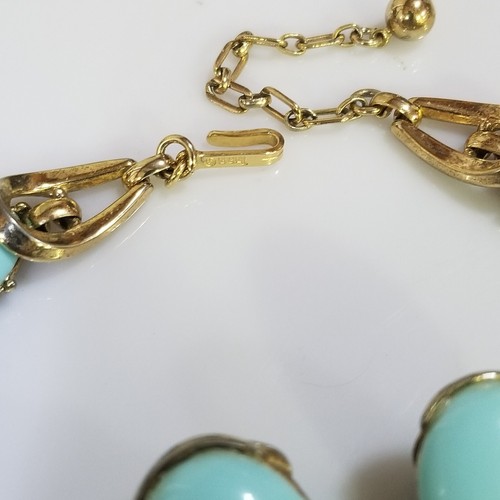 Juego de pendientes de cuello bolero azul huevo Crown Trifari Aqua Robins 1955 - Imagen 5 de 8