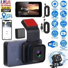 1080P Dual Lens Dash Cam Vehicle Driving WiFi Recorder DVR G-Sensor Night Vision