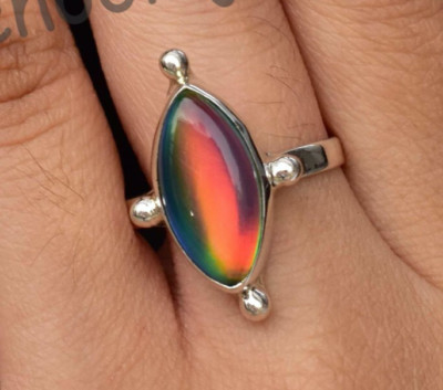 Fire Black Opal 925 Sterling Silver Ring SIZE 8.50 US Beautiful Women Ring