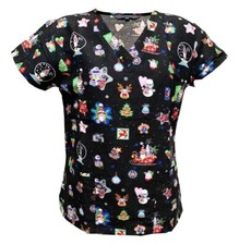 Women Fashion Halloween Christmas Medical Nursing Scrub Countdown to Christmas S