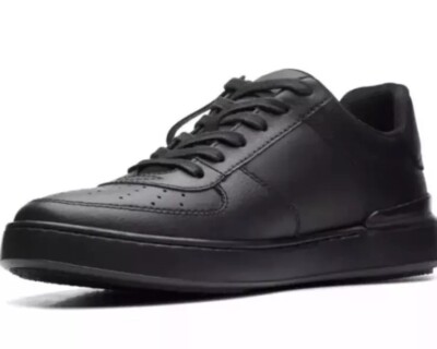 Clarks Ladies Craft Cup Court Black Leather trainers UK Size D