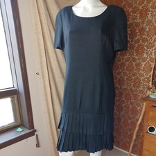 Vintage CH Carolina Herrera Womens Black Pleated Drop Waist Holt Renfrew 