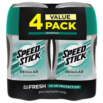 Speed Stick Deodorant for Men, Aluminum Free, Regular - 3 Ounce 4 Pack
