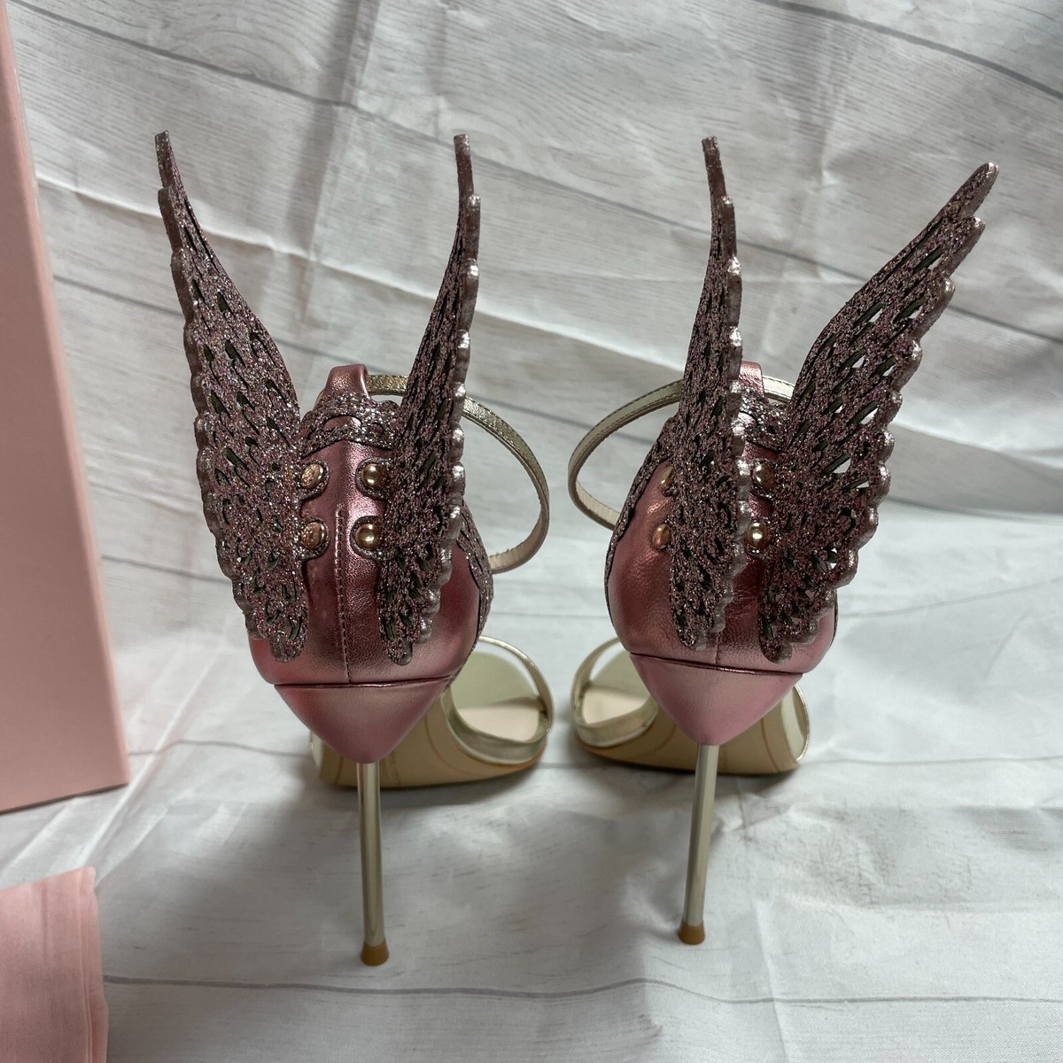 NWT Sophia Webster Evangeline Metallic Leather Sandals - Size 37.5