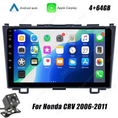 For Honda CRV 2007-2011 Carplay Android 13 Car Stereo Radio GPS Navi BT 64G+Cam