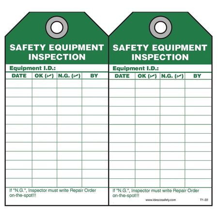 IDESCO SAFETY KAT122AC Equipment Inspection Safety Tag,PK10