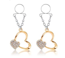 2Pcs Heart Clip-on Nipple Rings Fake Piercing