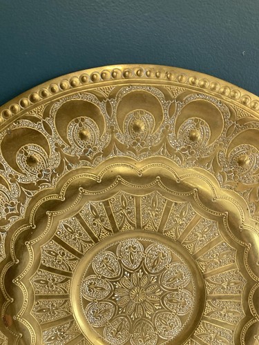 Vintage Brass 13.75" Brass Ornate Decorative Wall Plate - Picture 2 of 9