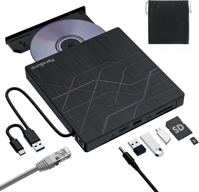 External CD DVD Drive USB 3.0 Writer Burner Player for PC Laptop Windows 11 10 M
