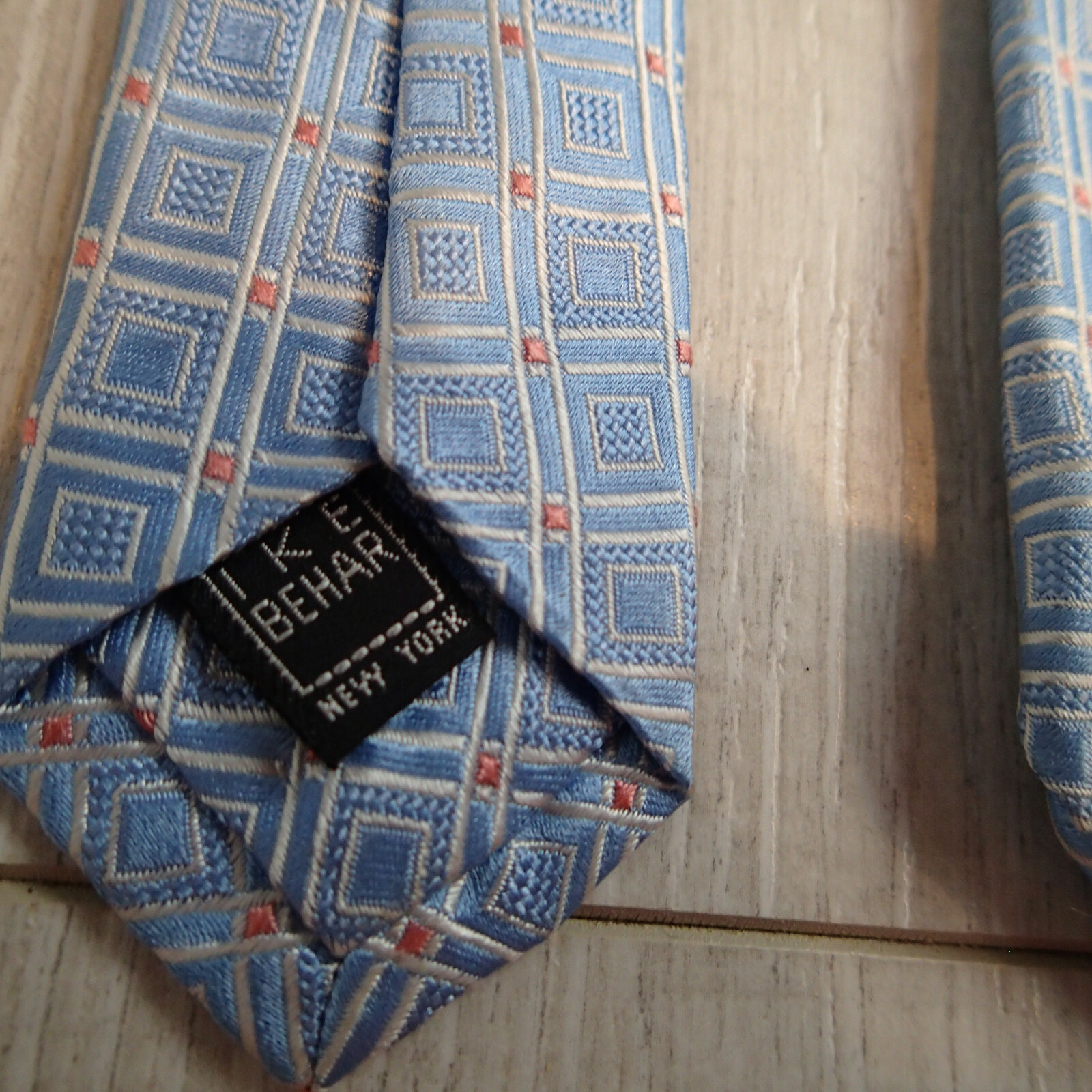 IKE BEHAR Blue Squared Patterned Necktie - image 3