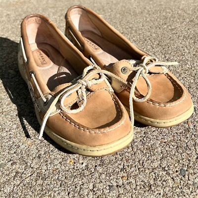 Sperry Womens Leather Top SIder Boat Shoes 8M Sequins Leopard Print