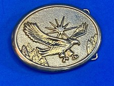 Patriotic Usa American Eagle Flying Wings Wide With Starburst Belt Buckle