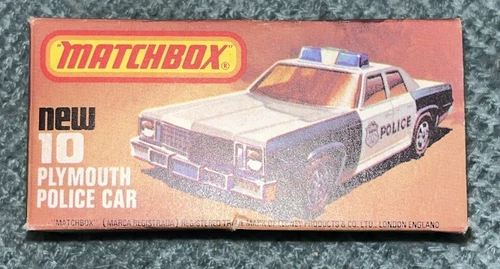 Vintage 1979 Matchbox Superfast No 10 Plymouth Gran Fury Police car Damage Box