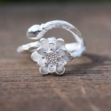 Handmade Lotus Flower Ring Sterling Silver 925 , Flower Band , from USA