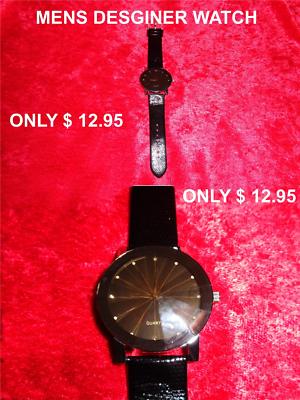 MENS DESIGNER QUARTZ WATCH BLACK/SILVER/GOLD  LOOKS REALLY NICE 1 DAY SHIPPING