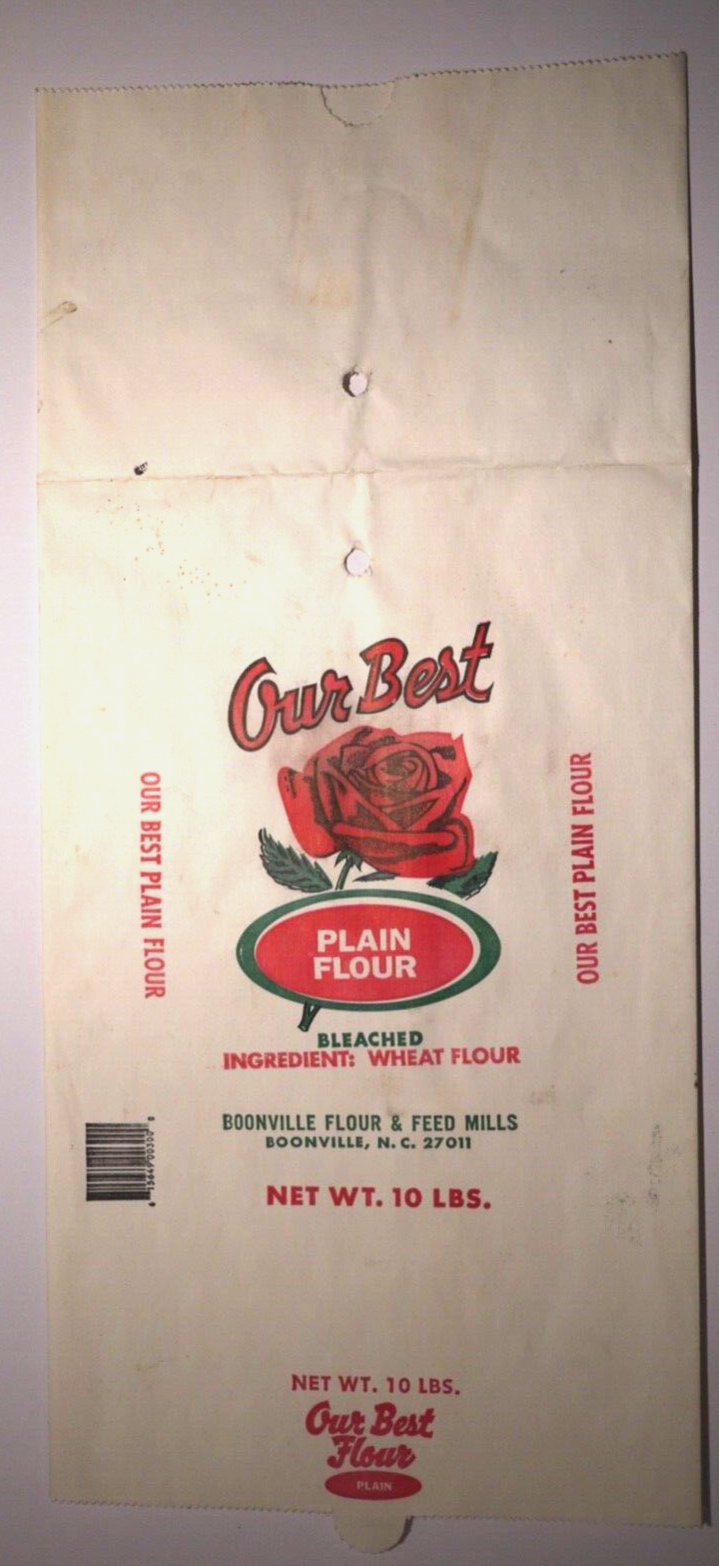 LARGE Vintage Paper Sack Bag OUR BEST FLOUR, BOONVILLE FLOUR & FEED