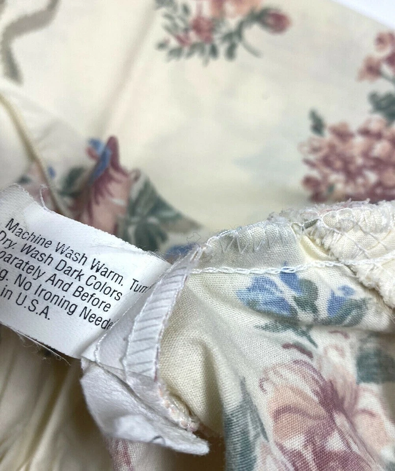 2 fundas de almohada vintage JC Penney par de fundas rosa crema cinta estampado floral difícil de encontrar Foto 4 de 4