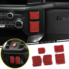 For 2021-2024 Ford F150 Red Carbon Fiber Central Control Power Socket Cover Trim