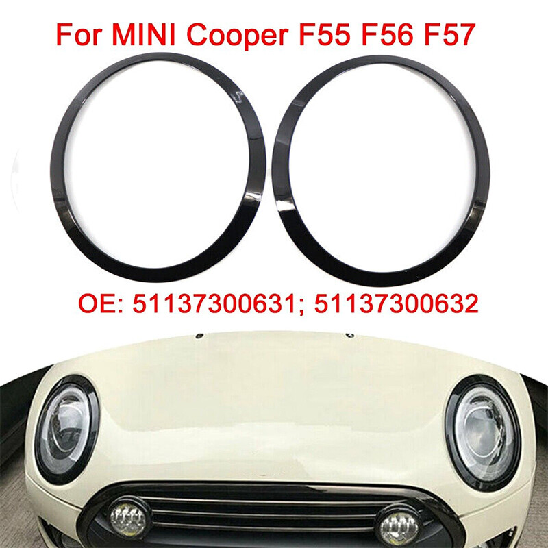Glossy Black Headlight Bezel Trim Ring For 20142019 Mini Cooper F55