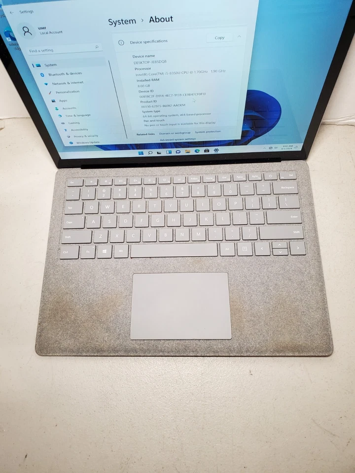 Microsoft Surface Laptop 2 1769 13" i5-8350U 8GB RAM 128GB SSD Win11 READ #69 - Image 3 of 4