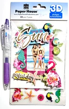 Fun in the Sun Frame Stickers Card Making Scrapbooking Embellishment Paper House