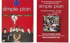 SIMPLE PLAN Rare SET OF 2 PROMO BUSINESS CARD / POSTCARD 3x3.5 of pads CD MINT