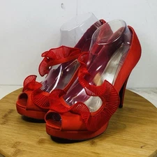 Bakers Red Stilettos Peep Toe Size 8.5M
