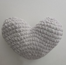 2 Crochet Hearts Both Are 7 Inch Beige And White
