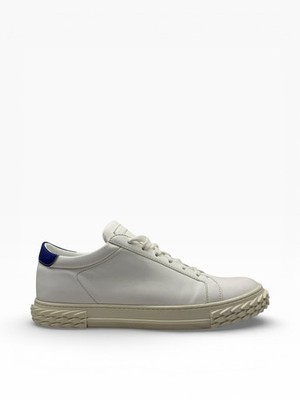 Giuseppe Zanotti Eco Blabber low-top leather sneakers, White/ Blue, US 13/ EU 46