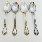 4 Antique Gorham CHANTILLY Sterling Silver Dessert Oval Soup Spoons 1895 Pat 7”