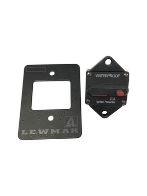 Lewmar 68000240, Circuit Breaker 70A with Panel 4x3'' NEW OEM