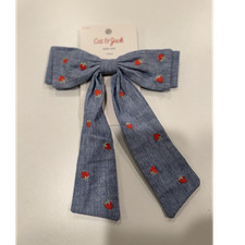 Cat & Jack Girls Blue/Red Strawberry Print Fabric Bow Hair Clip, One Size