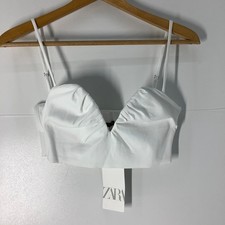 ZARA White Bustier Corset Crop Top XS New with Tags Adjustable Straps