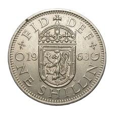UK 1963 One Shilling Coin &ndash; Elizabeth II &ndash; Scottish Shield &ndash; Pre-Decimal