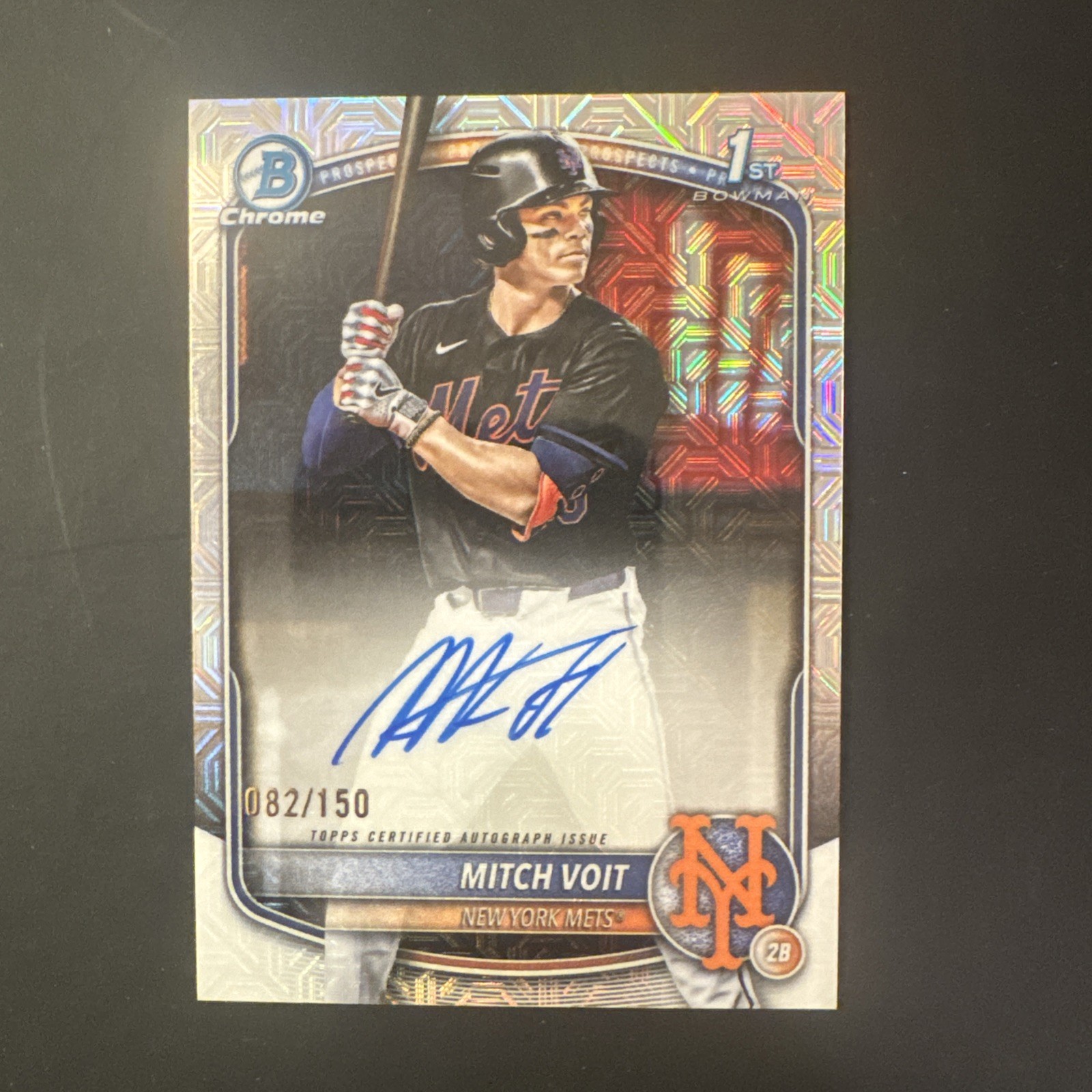 2025 Bowman Draft Mitch Voit Chrome Auto HTA Choice Refractor 1st 082/150 Mets