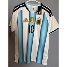 Argentina Adidas World Cup Champions Jersey 2022 Messi 10 Home Read