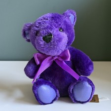 Vintage First  Main Rainbow Bear Plush Stuffed Animal Purple Collectible T81