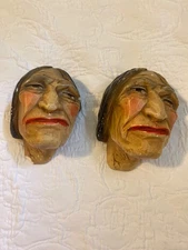 Pair of Vintage Chalkware Native American Figurine by H. S. Andy Anderson 1936