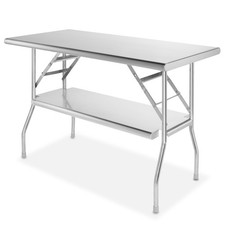 Stainless Steel Folding Commercial Prep Table with Undershelf - 48" x 24"