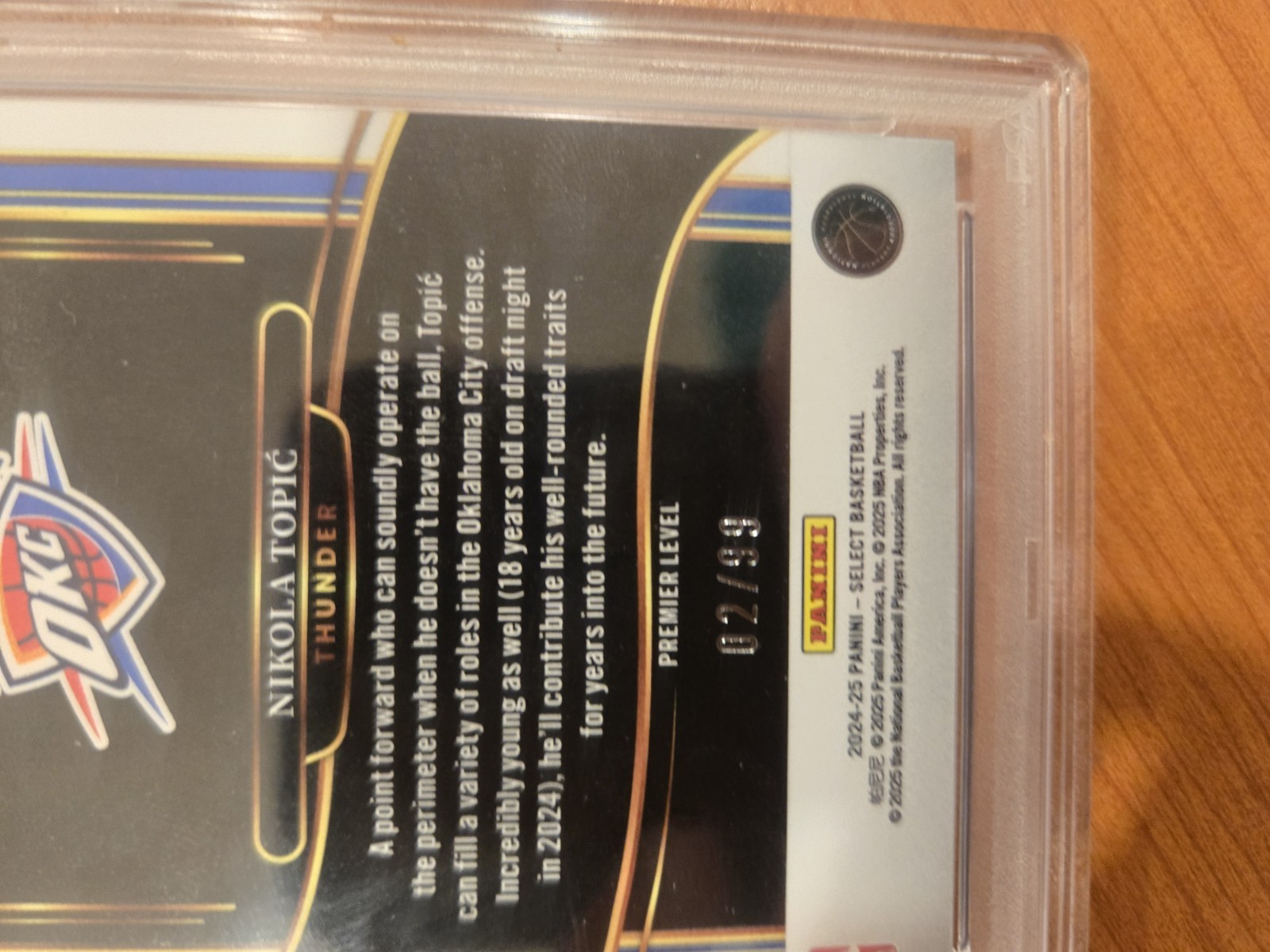 2024-25 Panini Select Premier Blue Flash Prizm Nikola Topic RC /99 Psa 10 view 3