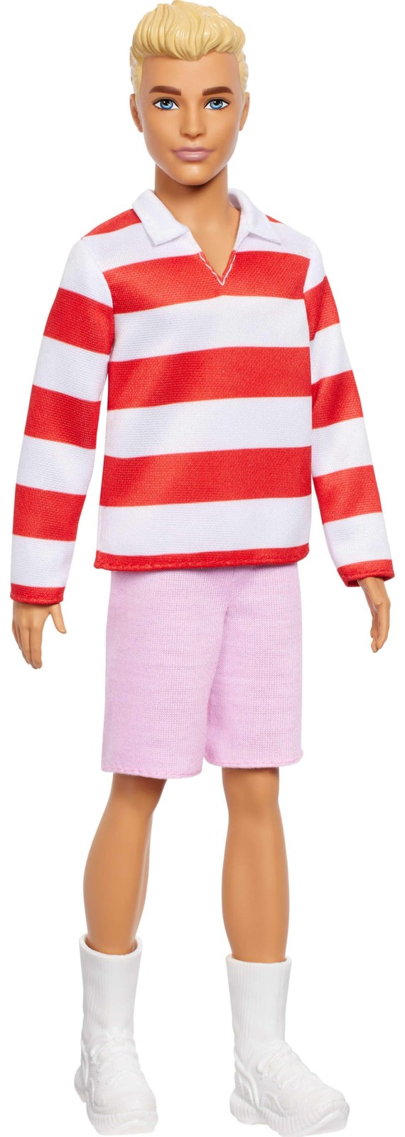 Barbie Fashionistas Ken Doll 241 with Blonde Hair Wearing Red and White Striped 4190₽