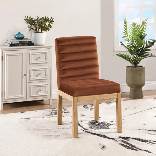 Meridian Furniture - Evelyn Cognac Velvet Dining Chair - Thumbnail 2