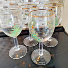 4 Spode Christmas Tree Wine Glass Goblets Stemware NO BOX  7" tall 12 in all