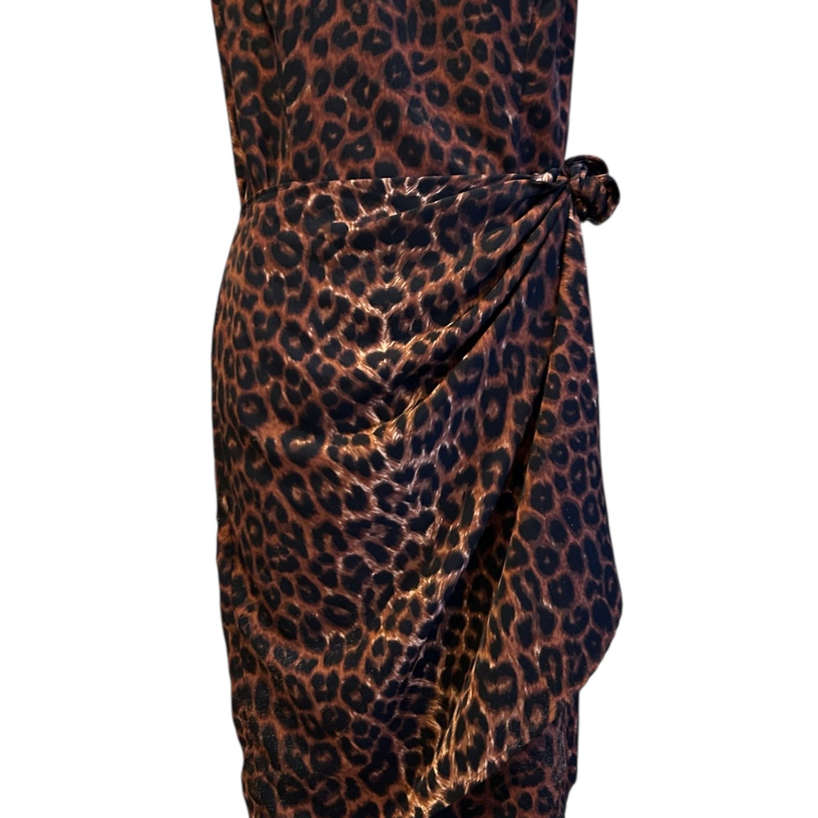 Vintage Basic Editions Leopard Print Wrap Dress S… - image 10
