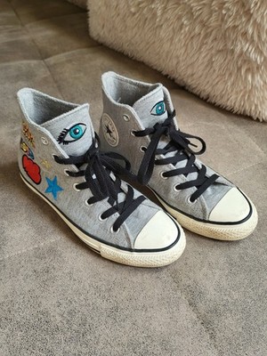 Converse All Star High grau mit Applikationen, Gr. 39, Vintage